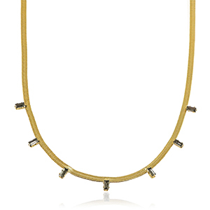 Stainless Steel - Rostfrei Stahl Snake Kette Crystal Gold-black