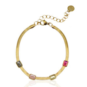 Stainless Steel - Rostfrei Stahl Snake Armb&auml;nder Crystal Gold-multicolour