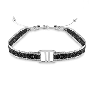 Armband Schmuckband mit Stainless Steel Zwischenst&uuml;ck Black-silver