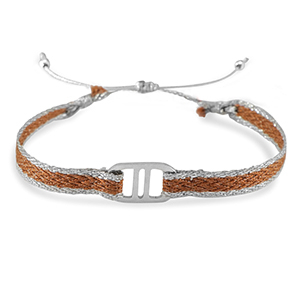 Armband Schmuckband mit Stainless Steel Zwischenst&uuml;ck Brown-silver