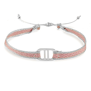 Armband Schmuckband mit Stainless Steel Zwischenst&uuml;ck Light pink-silver
