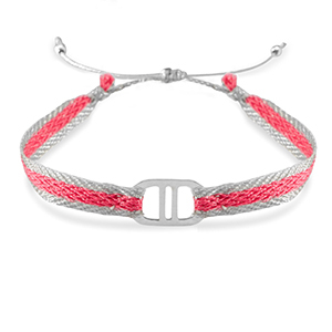 Armband Schmuckband mit Stainless Steel Zwischenst&uuml;ck Dark pink-silver