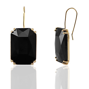 Ohrringe / Ohrstecker aus Glas Rectangle Black-gold