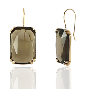 Ohrringe / Ohrstecker aus Glas Rectangle Brown-gold