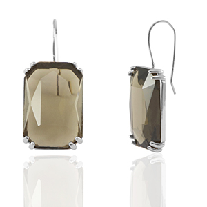 Ohrringe / Ohrstecker aus Glas Rectangle Brown-silver