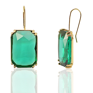 Ohrringe / Ohrstecker aus Glas Rectangle Green-gold