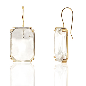 Ohrringe / Ohrstecker aus Glas Rectangle Crystal-gold
