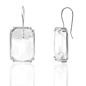 Ohrringe / Ohrstecker aus Glas Rectangle Crystal-silver