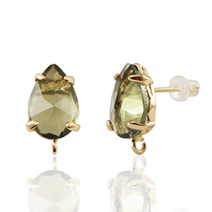 Ohrringe / Ohrstecker aus Glas mit &Ouml;se Drop Brown-gold