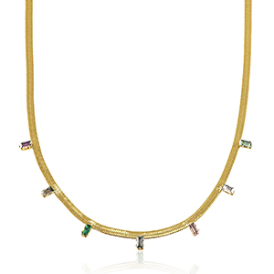 Stainless Steel - Rostfrei Stahl Snake Kette Crystal Gold-multicolour