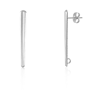 Zubeh&ouml;r aus Stainless Steel - Rostfreiem Stahl Ohrringe / Ohrstecker oval mit &Ouml;se Silver