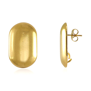 Zubeh&ouml;r aus Stainless Steel - Rostfreiem Stahl Ohrringe / Ohrstecker oval mit &Ouml;se Gold