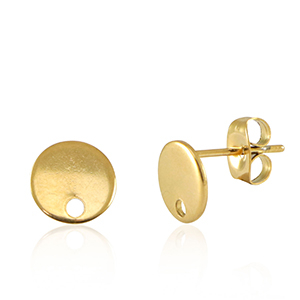 Zubeh&ouml;r aus Stainless Steel - Rostfreiem Stahl Ohrringe / Ohrstecker mit &Ouml;se 8mm Gold