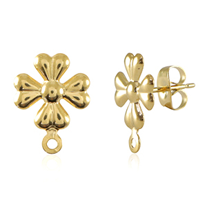 Zubeh&ouml;r aus Stainless Steel - Rostfreiem Stahl Ohrringe / Ohrstecker flower mit &Ouml;se Gold