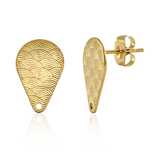 Zubeh&ouml;r aus Stainless Steel - Rostfreiem Stahl Ohrringe / Ohrstecker drop mit &Ouml;se Gold