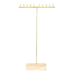 Schmuck Display T-Form f&uuml;r Kette mit Holz St&auml;nder Natural-gold