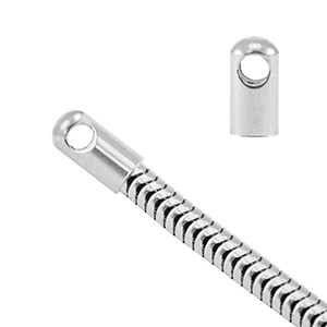 Zubeh&ouml;r aus Stainless Steel - Rostfreiem Stahl Endkappen f&uuml;r Gliederkette Schlangen &Oslash;3.4mm Silber
