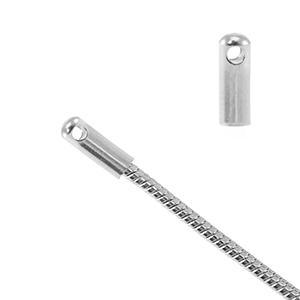 Zubeh&ouml;r aus Stainless Steel - Rostfreiem Stahl Endkappen f&uuml;r Gliederkette Schlangen &Oslash;1.7mm Silber
