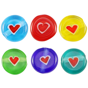 Millefiori-Glasperlen Disc Heart 8mm Multicolour