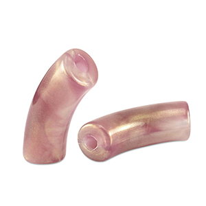 Acrylperlen Tubes shiny Golden vintage pink