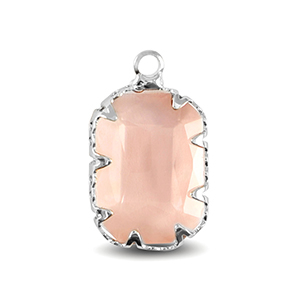 Anh&auml;nger aus Kristallglas Rectangle Pink-silver