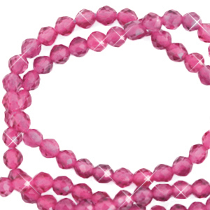 Perlen Naturstein Facett geschliffen 3mm Magenta pink-pearl shine coating