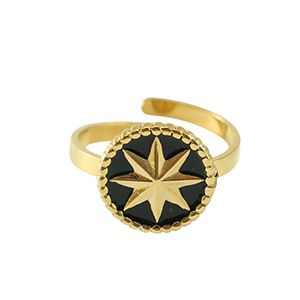 Stainless Steel - Rostfrei Stahl Ringe Star Gold-black