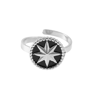 Stainless Steel - Rostfrei Stahl Ringe Star Silver-black