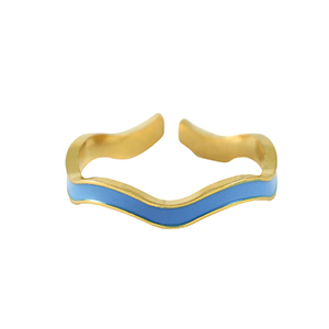 Stainless Steel - Rostfrei Stahl Ringe Gold-blue