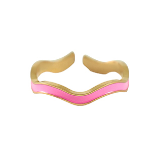 Stainless Steel - Rostfrei Stahl Ringe Gold-neon pink