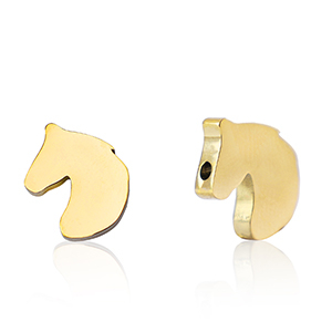 Perlen aus Stainless Steel - Rostfreiem Stahl Pferd Gold