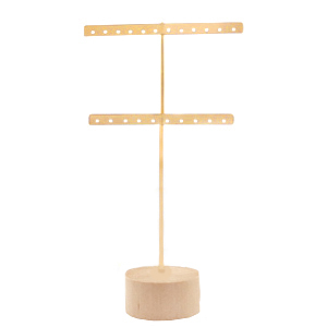 Schmuck Display T-Form Ohrringe mit Holz St&auml;nder Natural-gold