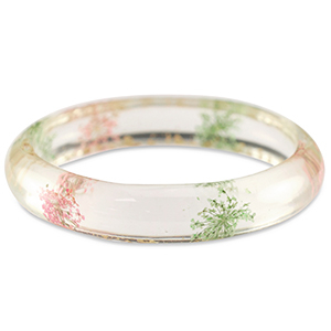 Armband mit getrockneter Blume Light pink green-gold