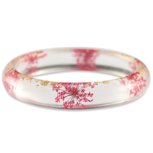 Armband mit getrockneter Blume Rhubarb red-gold
