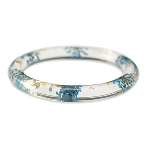 Armband mit getrockneter Blume Blue-gold