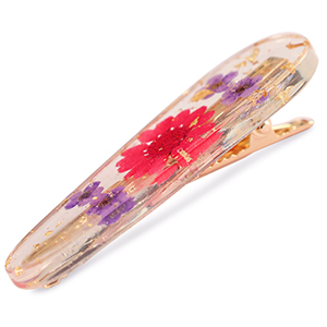 Haarschmuck Haarspang mit getrockneter Blume Red purple-gold