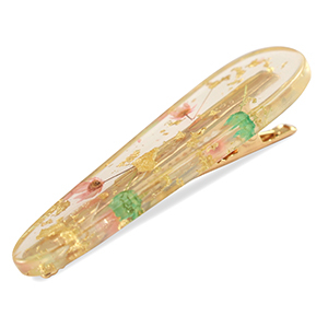Haarschmuck Haarspang mit getrockneter Blume Light pink green-gold
