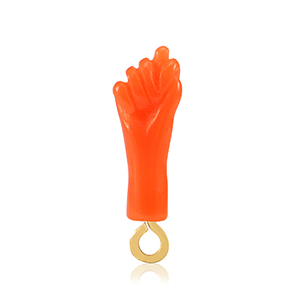 Anh&auml;nger aus Resin "Mano Fico" Neon orange-gold