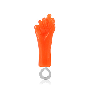 Anh&auml;nger aus Resin "Mano Fico" Neon orange-silver