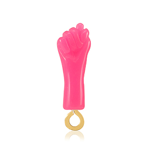 Anh&auml;nger aus Resin "Mano Fico" Neon pink-gold