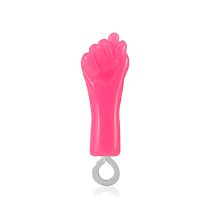 Anh&auml;nger aus Resin "Mano Fico" Neon pink-silver