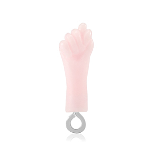 Anh&auml;nger aus Resin "Mano Fico"  Baby pink-silver