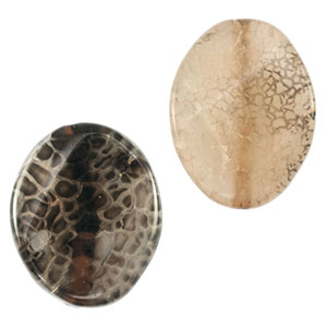 Perle Halb Edelstein oval  Topaz grey 