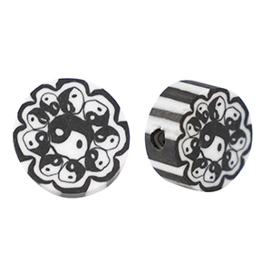 Perlen Polymer Yin & Yang 9mm Black-white
