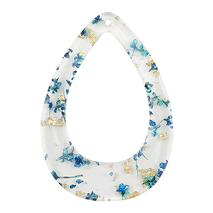 Anh&auml;nger aus Resin mit getrockneter Blume Drop Blue-gold