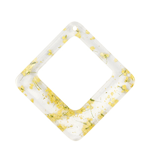 Anh&auml;nger aus Resin mit getrockneter Blume Rhombus Yellow