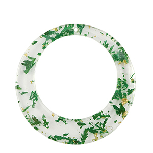 Anh&auml;nger aus Resin mit getrockneter Blume 39mm Green-gold