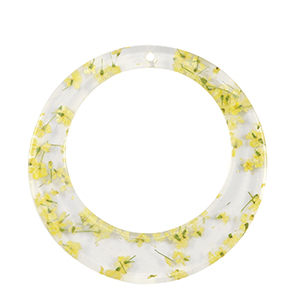 Anh&auml;nger aus Resin mit getrockneter Blume 39mm Yellow