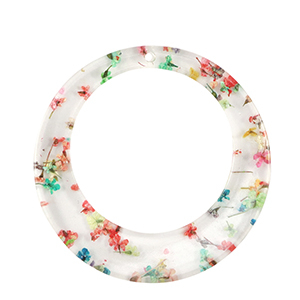 Anh&auml;nger aus Resin mit getrockneter Blume 39mm Gold-multicolour