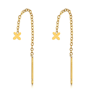 Stainless Steel - Rostfrei Stahl Ohrringe Flower Gold